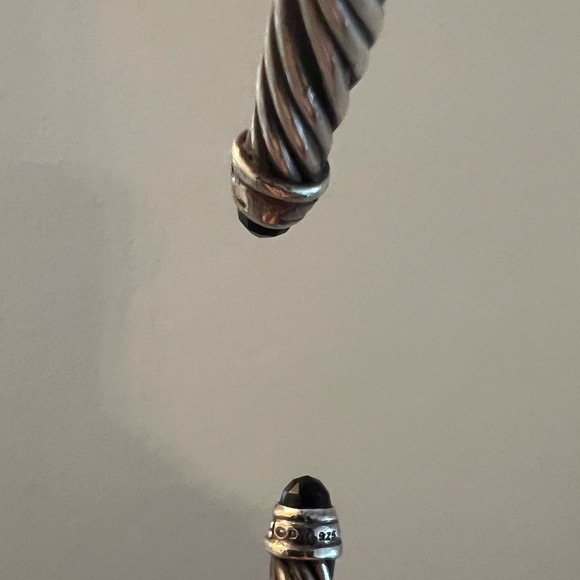 David Yurman Cable Bracelet Sterling Silver with Black Onyx & Diamonds, 4mm - Picture 3 of 5